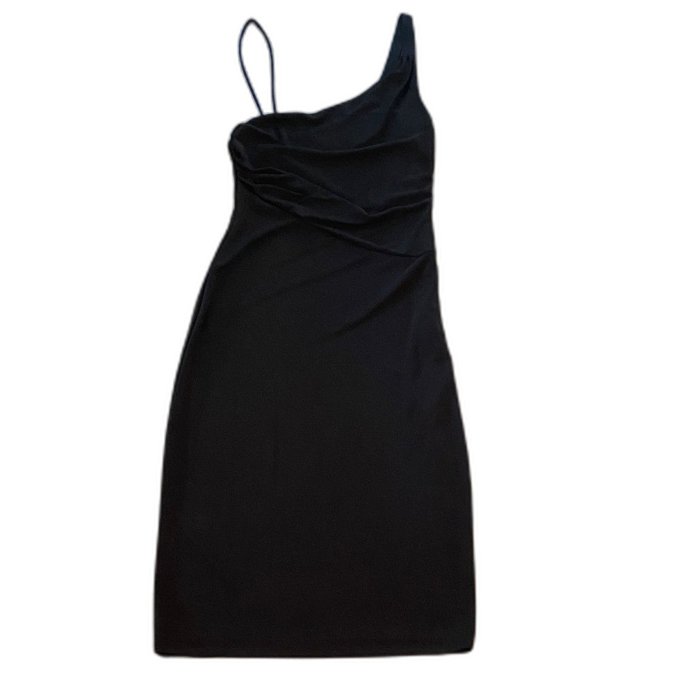 Hugo Buscati Elegant One-Shoulder Dress in Black sz Small